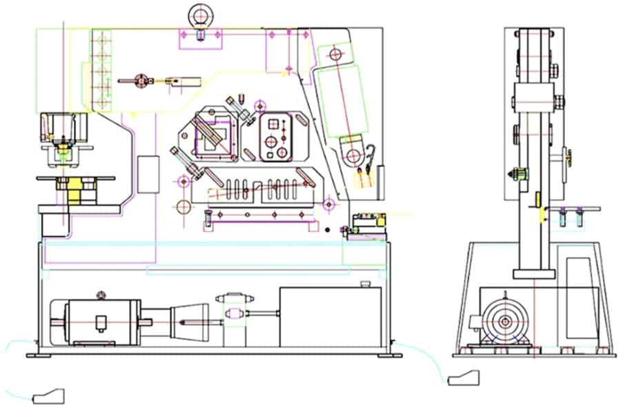 iron worker dimension drawing gambar dimensi pekerja besi