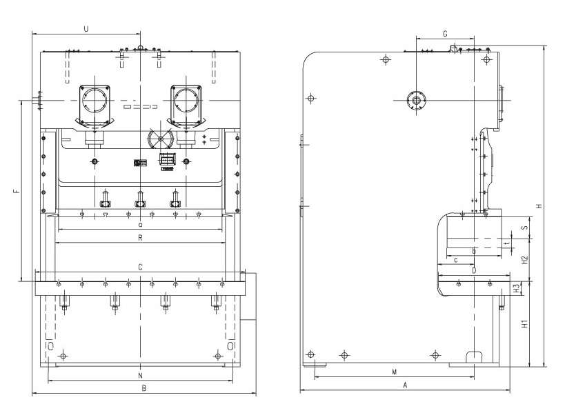 bingkai celah engkol double crank tekan dimensi