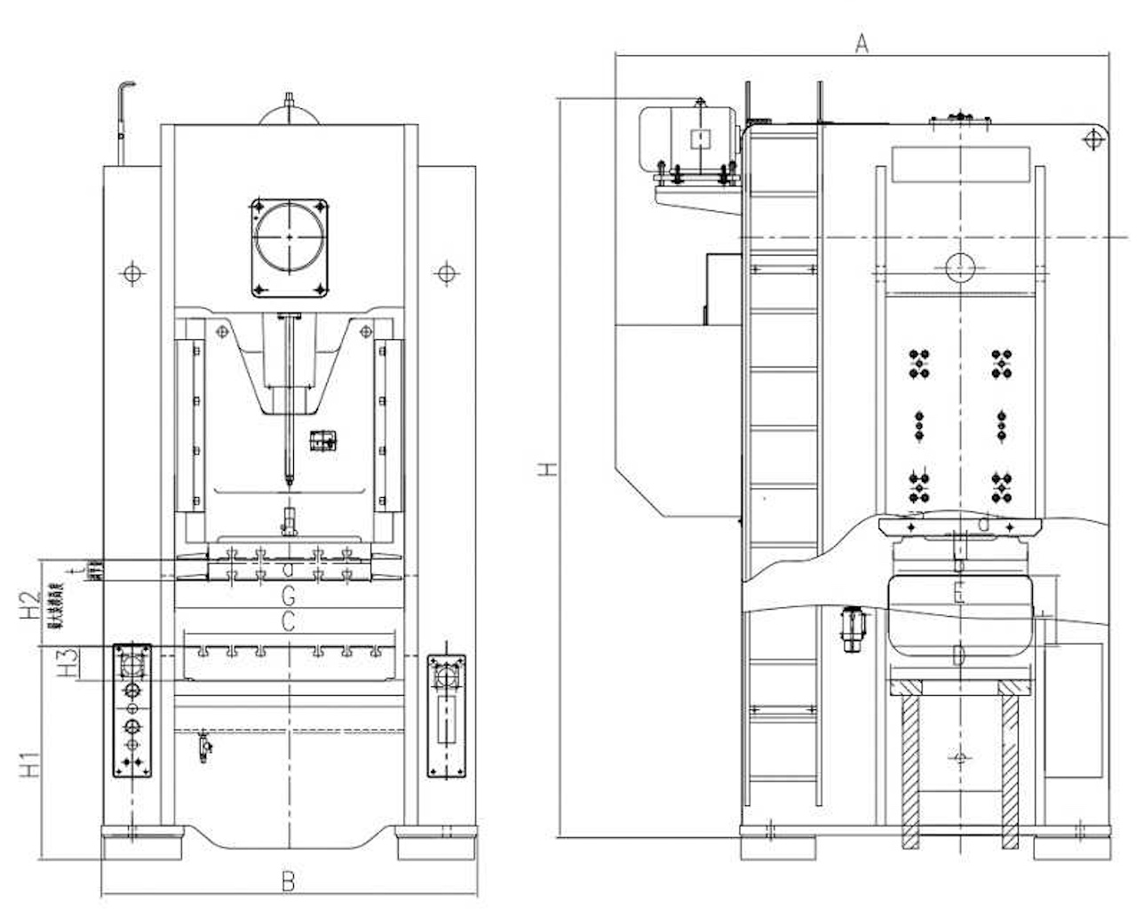 JW31 H Jenis Dimensi Pers Engrank Tunggal