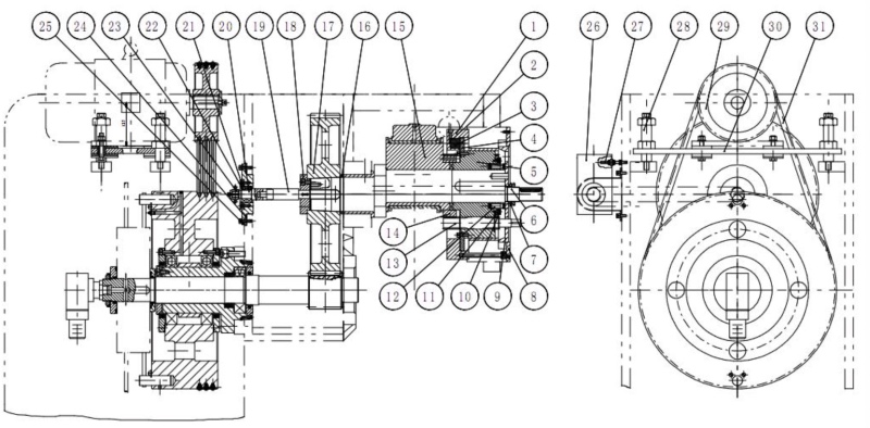 Sistem eksentrik untuk penyesuaian panjang stroke